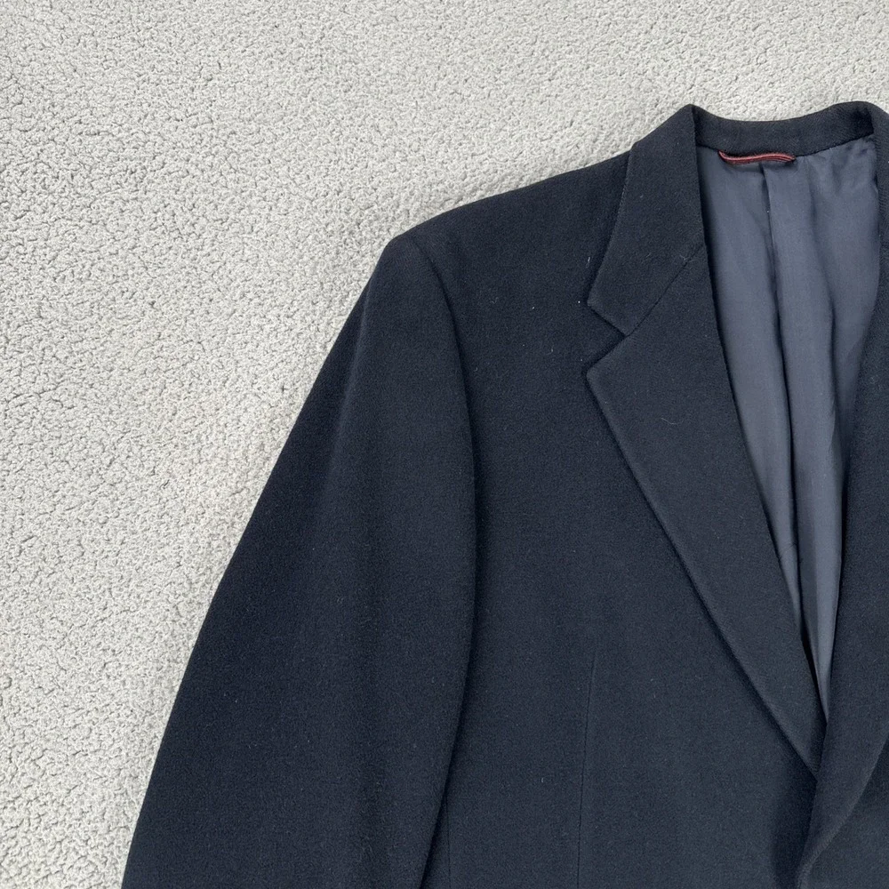 VTG 90s Hart Schaffner & Marx 100% Camel Hair Blazer 44 Navy Blue Made in USA